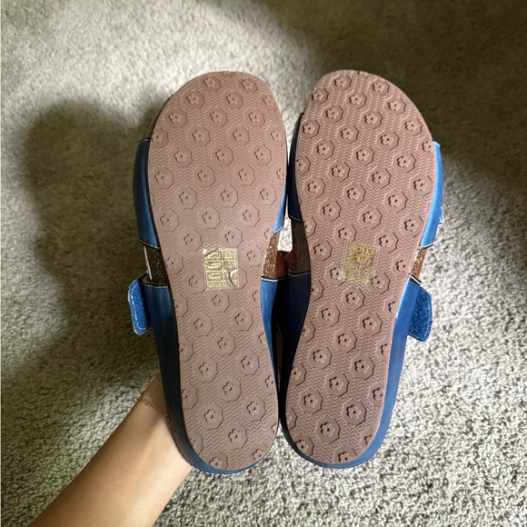 L'ATISTE Blue and Orange Sandals Vibrant Floral Comfort - Picture 3 of 3